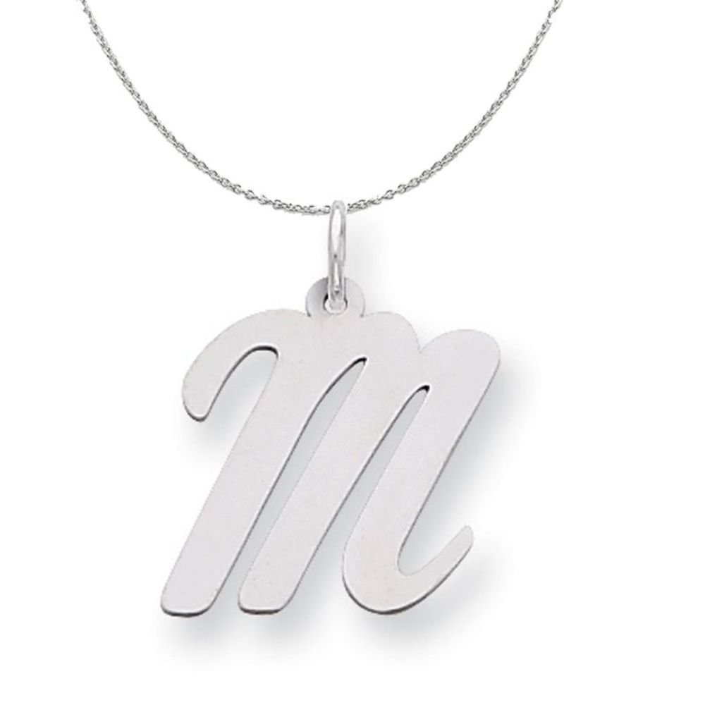 Silver Madison Collection LG Classic Script Initial M Necklace - 18 In